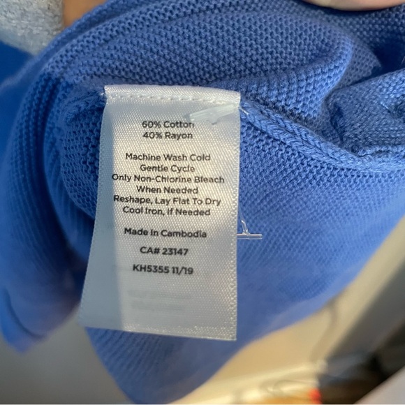 Talbots Blue Mixed Stitch Button Detail Tunic Sweater - women’s‎ size Large EUC - Picture 4 of 7